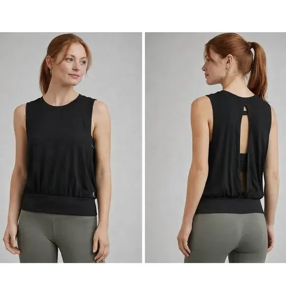 Free People Movement Black Sleeveless Muscle Top Open Back Lightweight M/L