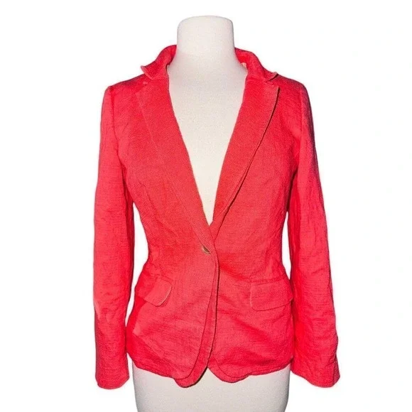 FB6 J Crew Womens Single Breasted Two Button‎ Schoolboy Blazer Jacket Pink 4
