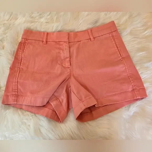 J. Crew Coral Pink Cotton Shorts with Striped Trim Size 2