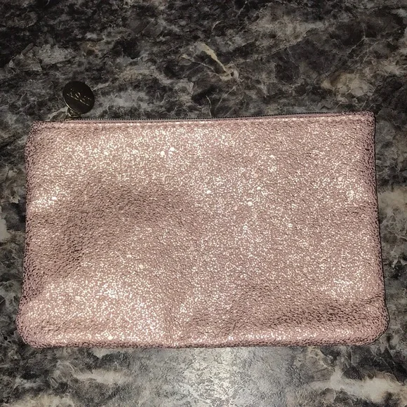 Ipsy Glam Zippered Cosmetic Make Up Pouch for Travel Textured Pink