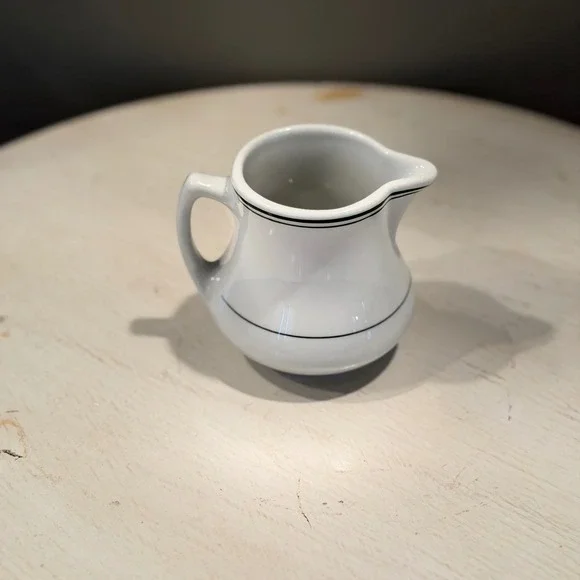Wellsville China Creamer Pitcher‎ 1957 Black Stripe Small Vintage