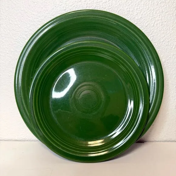 Vintage‎ Fiesta Forest Green 9” Plate & 7” Salad Plate FLAW