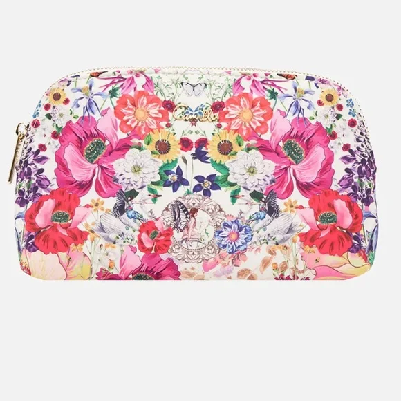 CAMILLA *Fairy Gang* white floral small makeup cosmetic toiletry case bag pouch