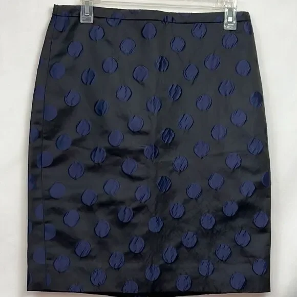 J.Crew the Pencil Skirt black with blue dots size 4 EUC