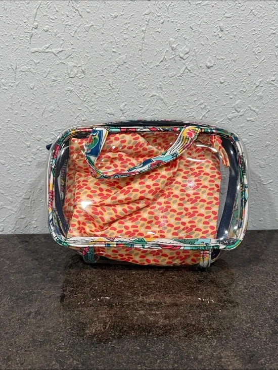 Vera‎ Bradley Beach Clear Cosmetic Bag Cuban Stamps Print
