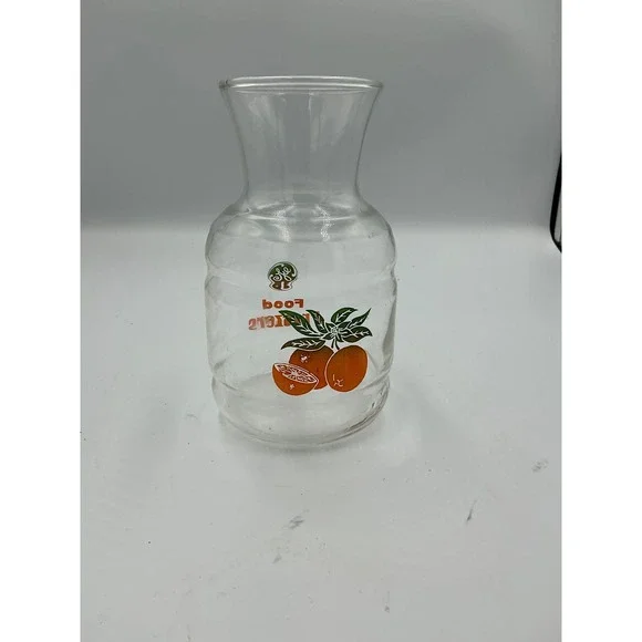 Vintage GE General Electric Food Freezers Glass Juice Carafe Pitcher Orange Logo