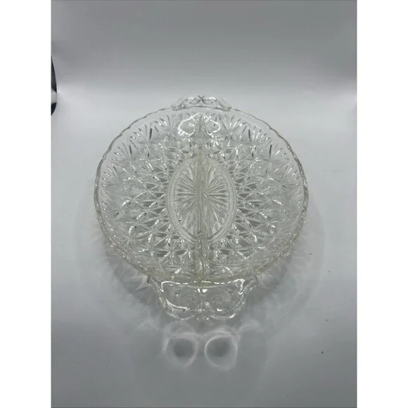 Anchor Hocking Vintage Divided Pressed Glass Relish Dish