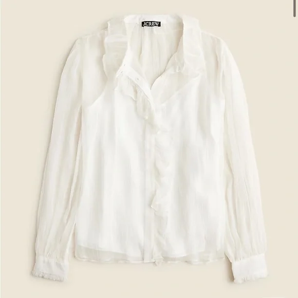 J crew Ruffle button-up shirt in crinkle chiffon