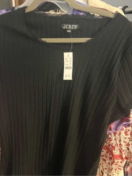 J.CREW Black Ribbed Crewneck Sweater Top