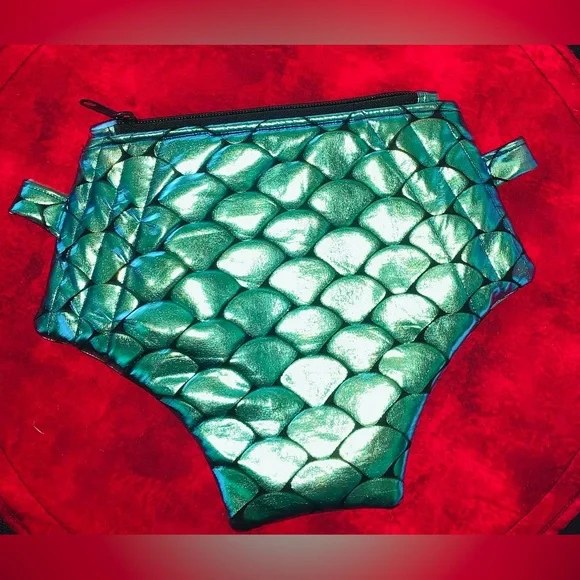 Handmade mermaid bikini bottom  Cosmetic bag 7 by 8 inches unique