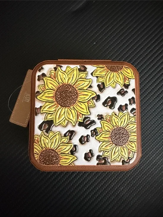 Sunflower Square Mini Jewelry Box- Yellow & Brown