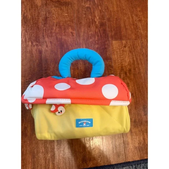 Mushroom Home Sweet Home Travel Toiletry Bag Red Yellow Polka Dot Toadstool Case