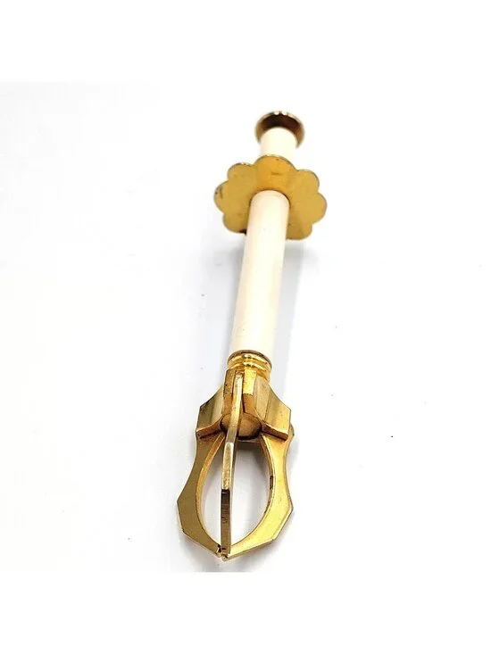Vintage Mechanical Olive Pickle Server Gold Tone Claw Hors d'Oeuvre Grabber MCM