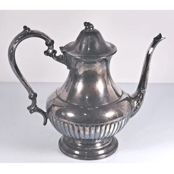 Wm A Rogers Silver Plated Coffee Pot Victorian Gadroon Footed Tea Server 9.5in