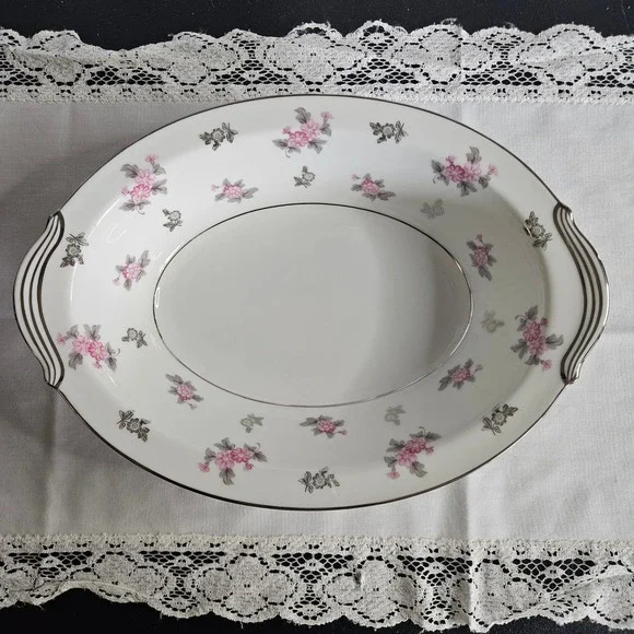 Noritake China Anita Pattern 5309 Oval Serving Bowl 10.5