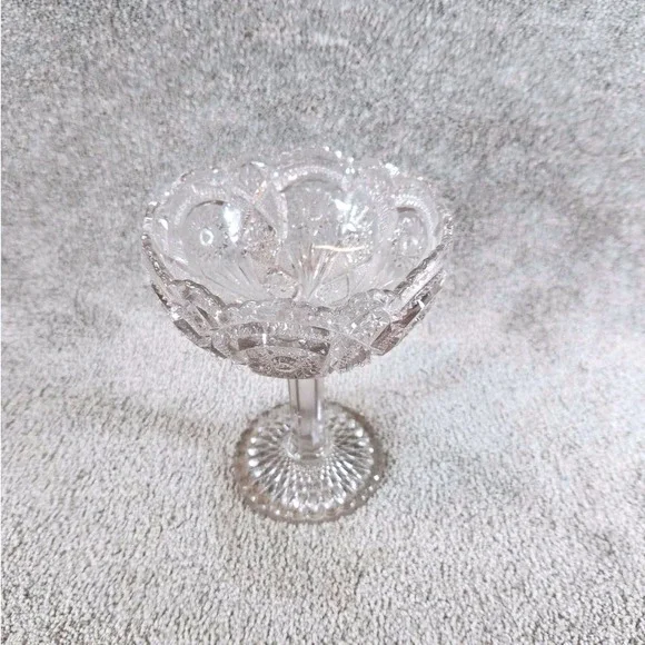 Candy Dish Clear Pressed Glass Pedestal Compote Vintage
