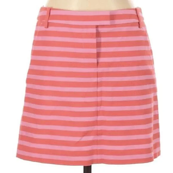 J Crew Bright Pink Striped Pencil Skirt Size 2