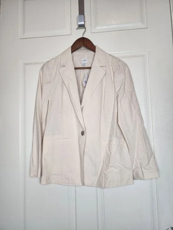 J. Crew Linen/cotton Blend Blazer | Cream | 8 Petite | NWT