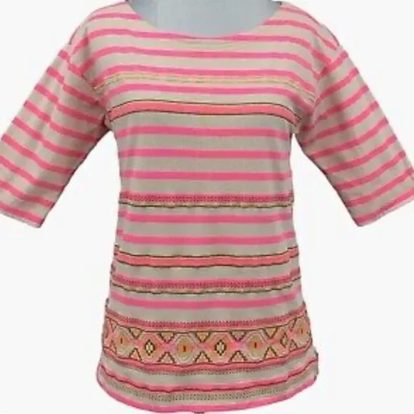 J. Crew Pink Boxy 3/4 Sleeve Blouse