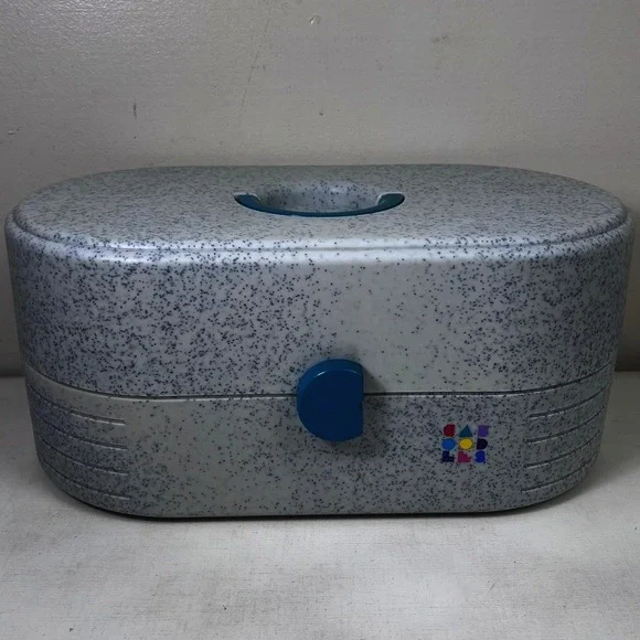 Vintage Caboodles 80s/90s Cosmetic Organizer Case Turquoise Accent Broken Mirror