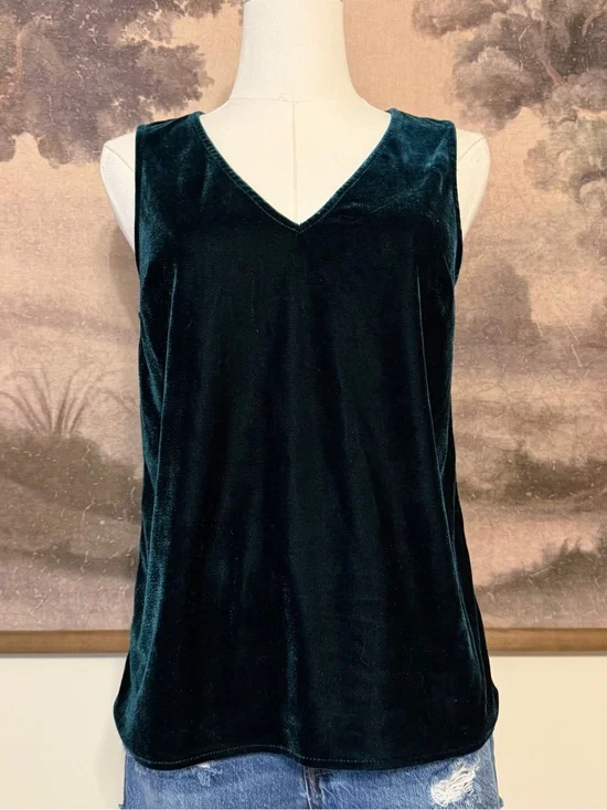 J. Crew Deep Emerald Velvet V-Neck Camisole