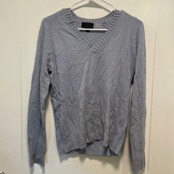 J. Crew Womens V-Neck Sweater Light Blue Wool Cashmere Blend Size M 104153