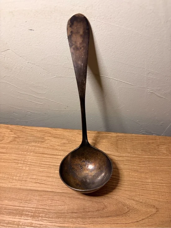 Vintage Victor’s Coal Hod Silver Plate Soup Ladle 8” Serving Spoon Antique