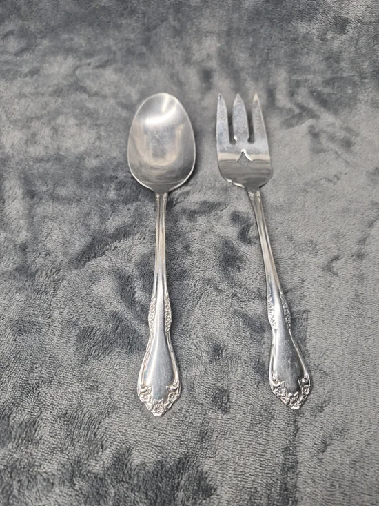 2 Pcs ONEIDA Mansfield Amadeus Wm A Rogers Deluxe Stainless Serving Spoon + Fork