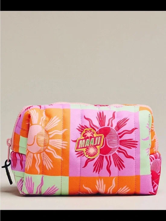 Anthropologie Maaji Sunprinted Cosmetic Bag - Pink Orange