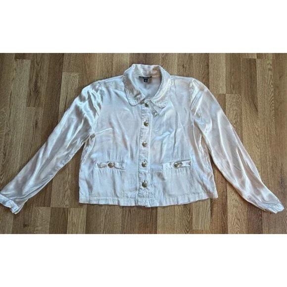 J.Crew Women’s Ivory 100% Viscose Button Front Blouse Long Sleeve Sz S Elegant