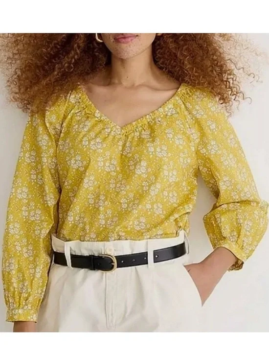 J. Crew Liberty print v-neck blouse, size XL