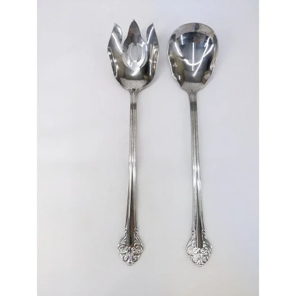 Reed & Barton Elegante Salad Serving Set 12in Silver Stainless Steel Ornate