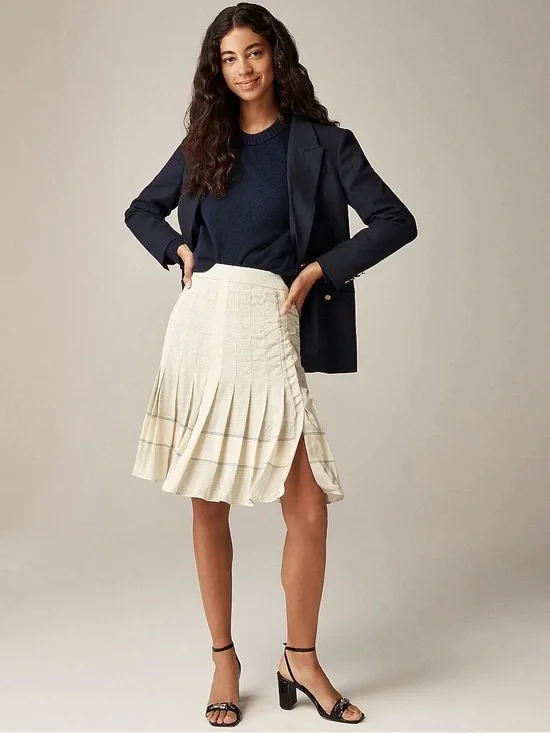 J.Crew Pleated scarf-print skirt in drapey viscose twill