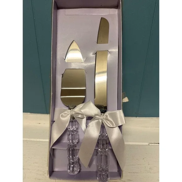 Elegant‎ Crystal Handle Cake Knife Server Set Wedding Anniversary Celebration