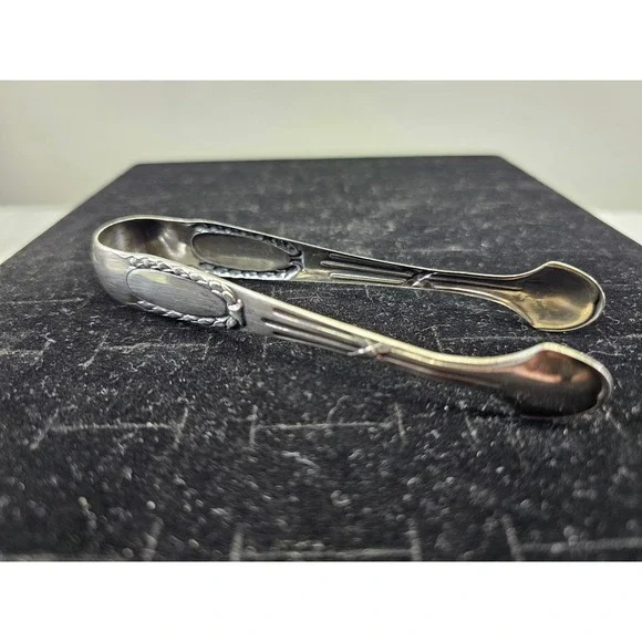Korner & Proll Sugar Tongs 800 Silver Berlin German 1880s‎ Monogram MG Excellent