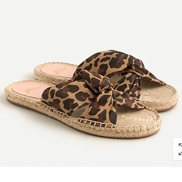 J.Crew Twisted Knot Espadrille Leopard Slide Sandal
