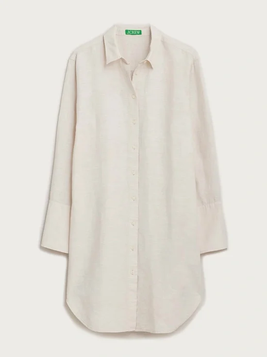New J. Crew Relaxed-Fit Beach Shirt in Linen-Cotton Blend Sheer Flax Size Medium