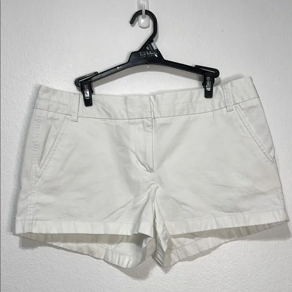 J. Crew Chino White Shorts Classic Cotton Size 12 Waist 18” EUC Looks New