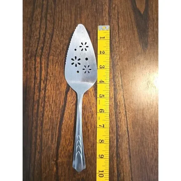 PIERCED PASTRY or CAKE SERVER! VTG EKCO stainless: EKS7 Geometric Floral pattern