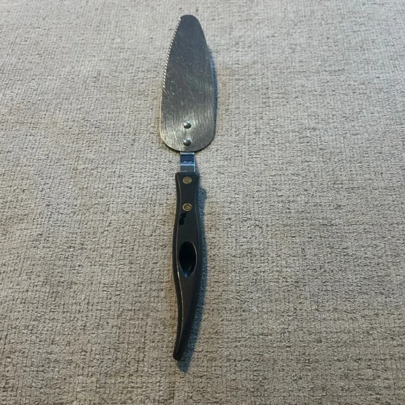 Stanley Stainless USA Pie Cake Server Serrated Edge Black Handle Vintage Utility