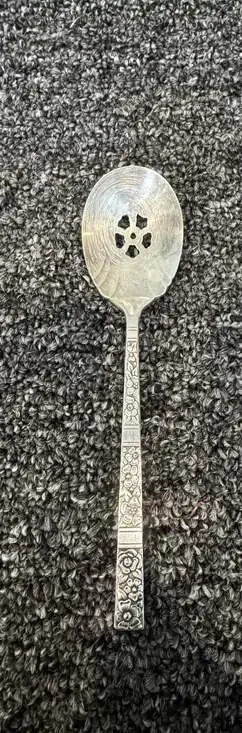 1881 Rogers Oneida Community Silverplate Pierced Sugar Spoon in Isabella Pattern