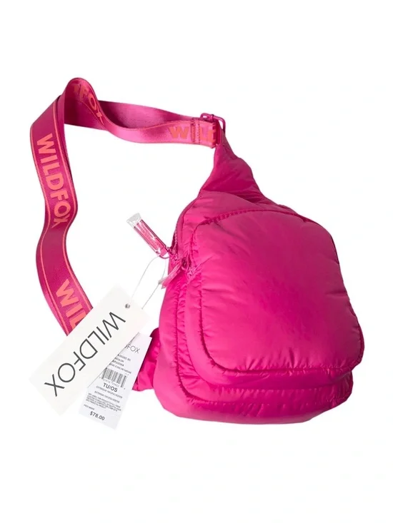 NEW WILDFOX Puffy Crossbody Zip Sling Belt Bag Handbag Travel Pink NewTags $76