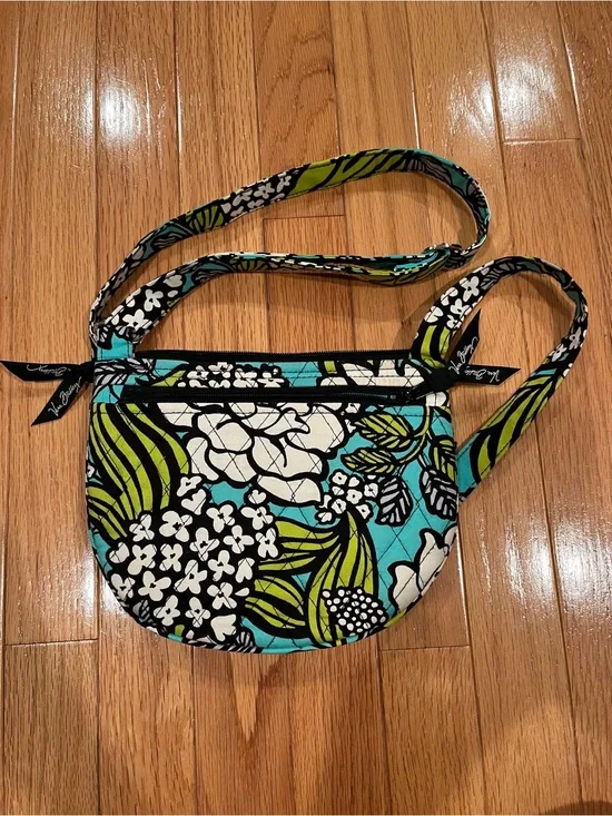 Vera Bradley Teal, Black & White Floral Quilted Crossbody