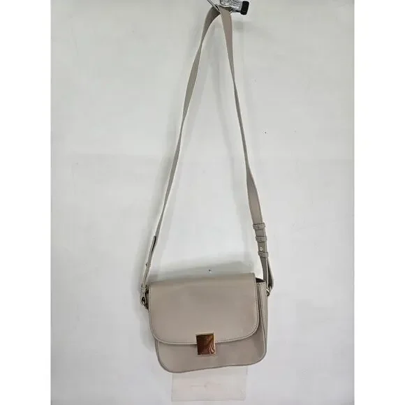 LOFT Modern Shoulder Bag Cream Faux Leather Purse Chic Elegant Cocktail Party