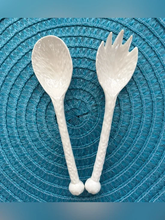 Ceramic Salad Serving Fork and Spoon