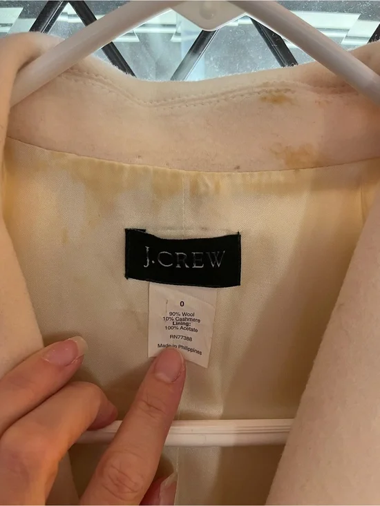 J. Crew Women's Classic Cream Wool & Cashmere Coat