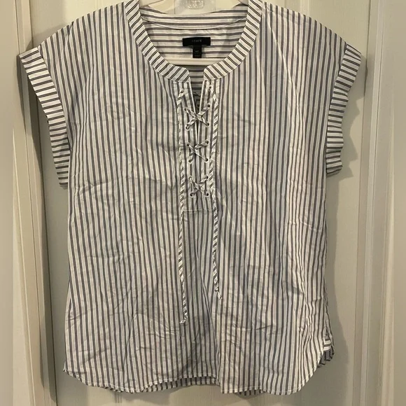 J. Crew Women's Striped Lace-Up Top EUC SZ 12t