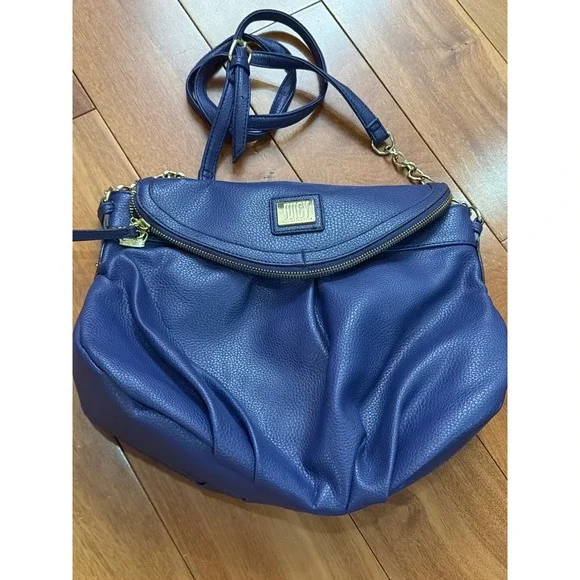 Juicy by Juicy Couture Crossbody Bag Womens Blue Pebbled Vegan Leather‎ Medium