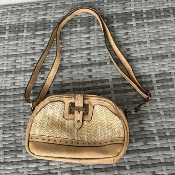 b.o.c Farrell Hill Straw Vegan Leather Crossbody Bag Purse Festival Coastal‎