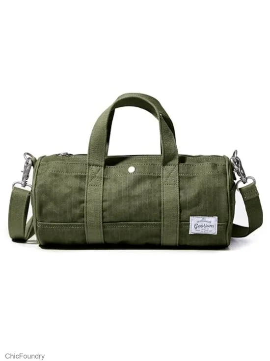 Canvas Crossbody Bag - Compact Barrel Mini Tote - Shoulder Bag & Travel